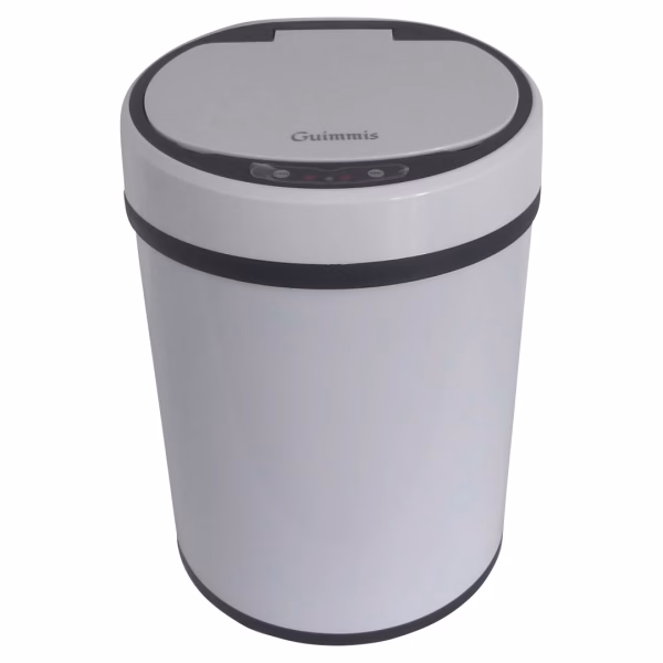 Lixeira com Sensor Automática Branca em aço Inox 8 Litros