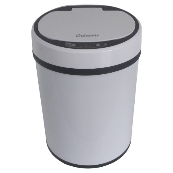 Lixeira com Sensor Automática Branca em aço Inox 8 Litros