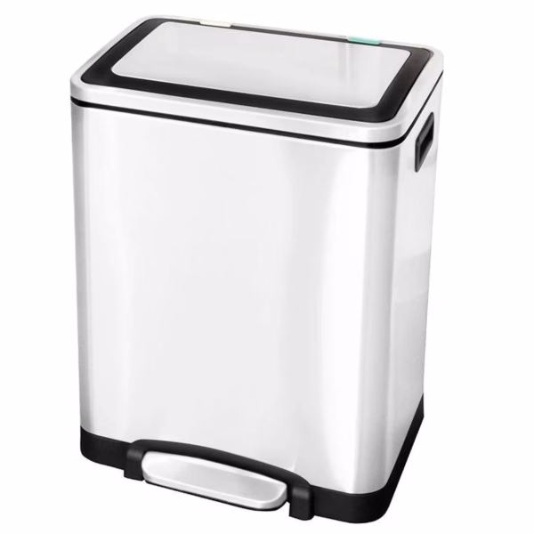 Lixeira 30L Inox Seletiva Dupla Pedal 2 Divisórias 15L + 15L