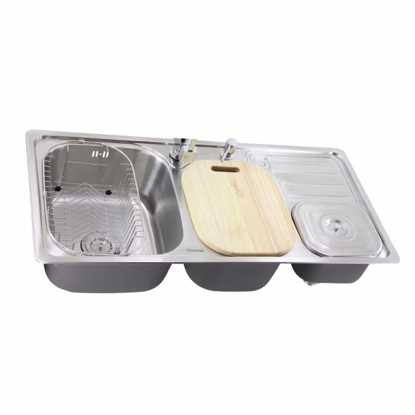 Cuba Tripla Gourmet Aço Inox 304 100x48cm Guimmis – Modelo Premium 888L com Acessórios