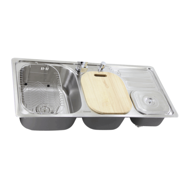 Cuba Tripla Gourmet Aço Inox 304 100x48cm Guimmis – Modelo Premium 888L com Acessórios