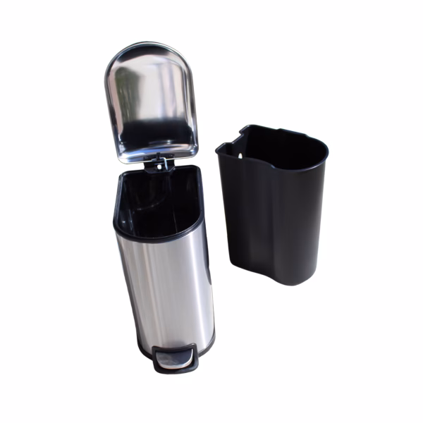 Lixeira de pedal em aço inox escovado capacidade 5 litros - Guimmis
