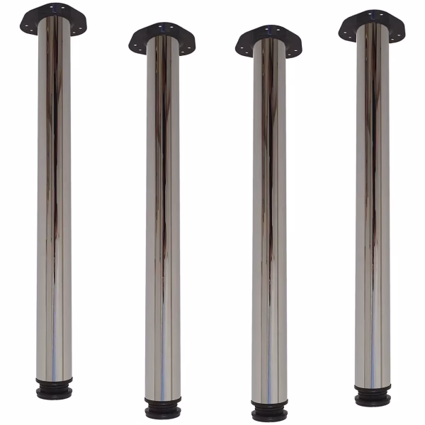 Kit 04 Pés De Mesa Móveis Aço Cromado 71cm + 3cm Regulagem