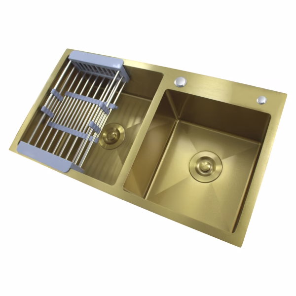 Cuba Cozinha Quadrada em Aço 304 Nano Gold Guimmis 7843T