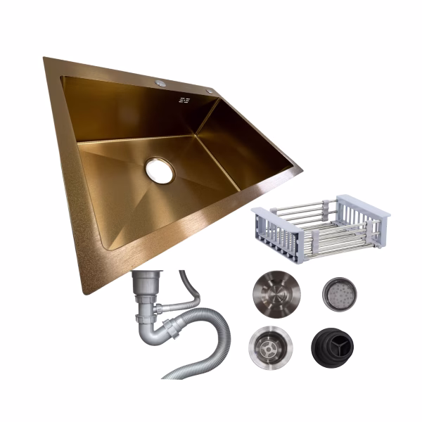 Cuba Cozinha Quadrada em Aço inox 304 na cor cobre 6045T